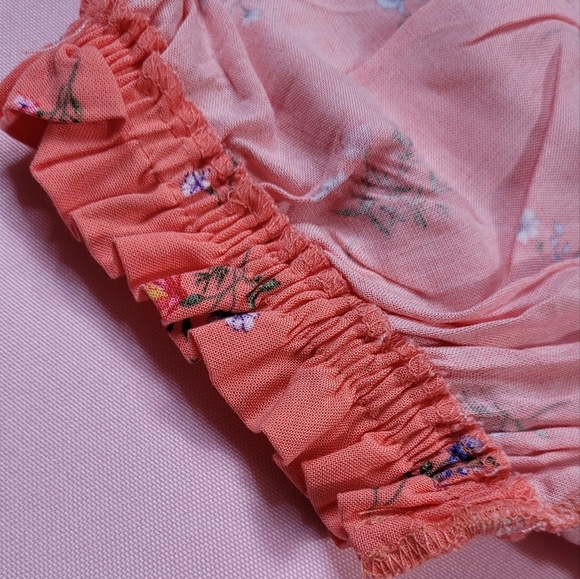 Floral Puff Sleeve Top - Coral - Picture 2 of 13